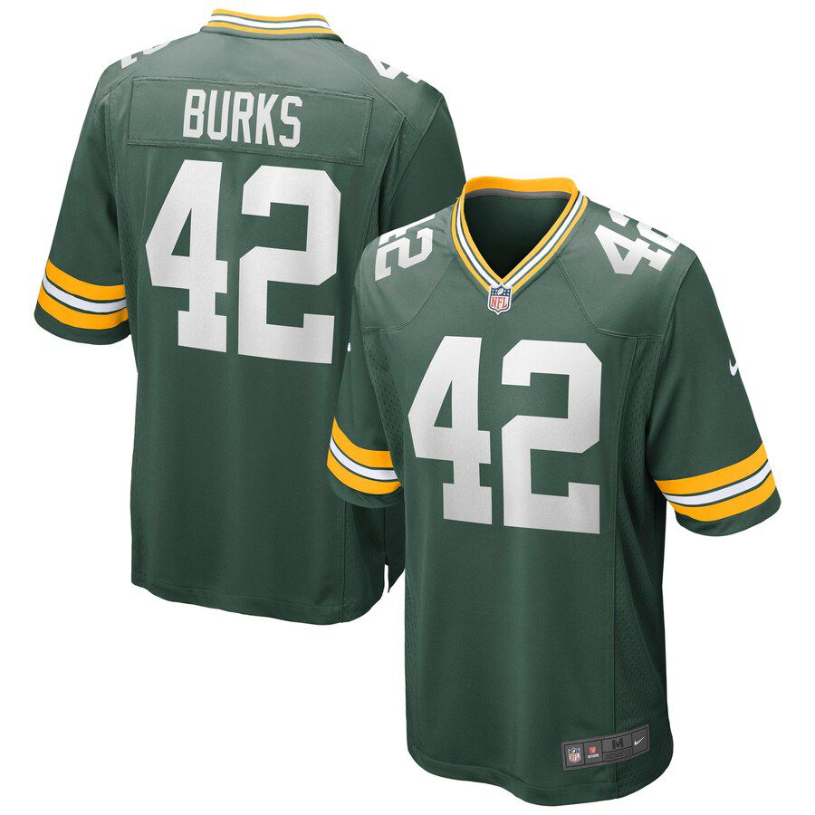Cheap Men Green Bay Packers 42 Oren Burks Nike Green Game NFL Jersey